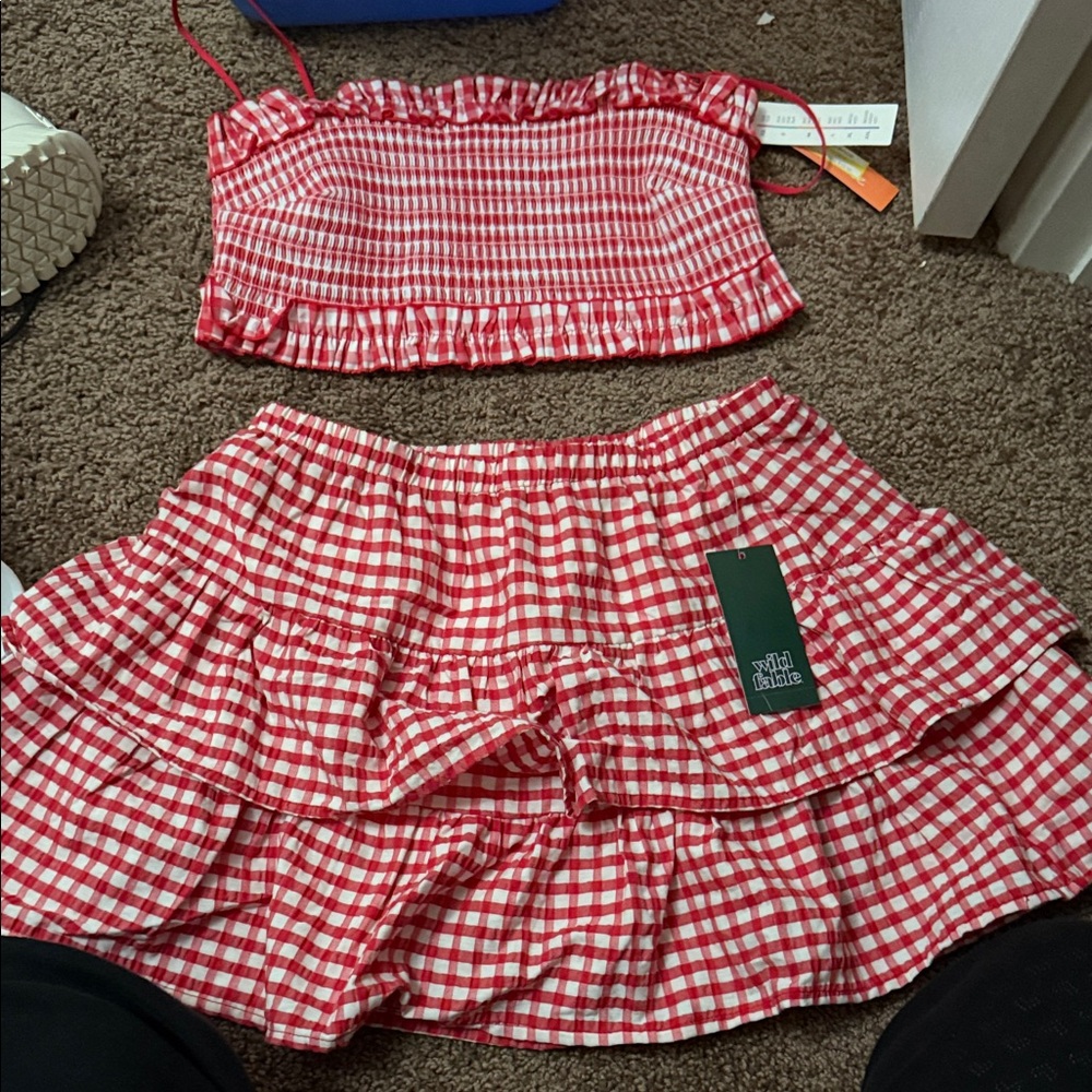 Red Gingham Two-Piece Set